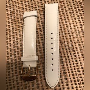 Michele 18 mm white leather with gold hardware watch strap